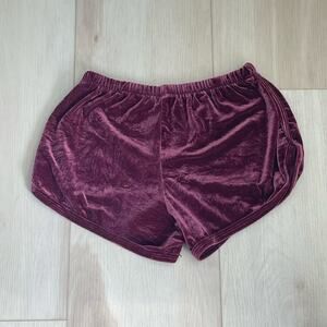 Brandy Melville Burgundy Velvet Y2K Lounge Shorts -Cozy Soft Girl Fit